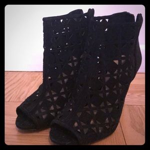 Black peep toe booties